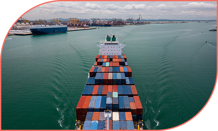 container ship leaving port 23
